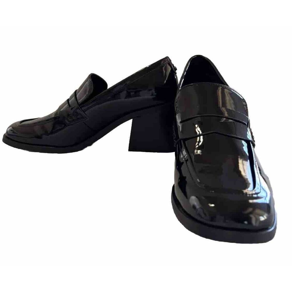 Marc Fisher KChris Penny Loafers Womens Size 6M Black Patent Leather Block Heel